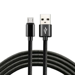Kabel przewód pleciony USB-micro USB everActive 30cm 2,4A czarny