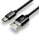 Kabel przewód pleciony USB - USB-C / Typ-C everActive 200cm z obsługą szybkiego ładowania do 3A czarny
