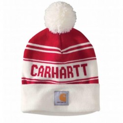 Carhartt Knit PomPom Cuffed Logo Beanie RED
